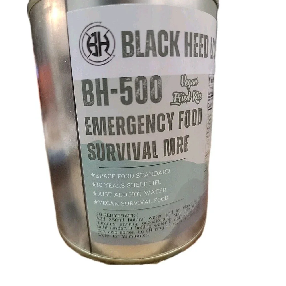 2 Pack Blk HEED LLC BH-500 Vegan Fried Rice, Emergency Food Survival MRE